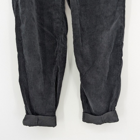 H&M Divided Corduroy Pants Black High Waist Tapered Leg Retro 90s Style, Size 4 - Picture 3 of 9